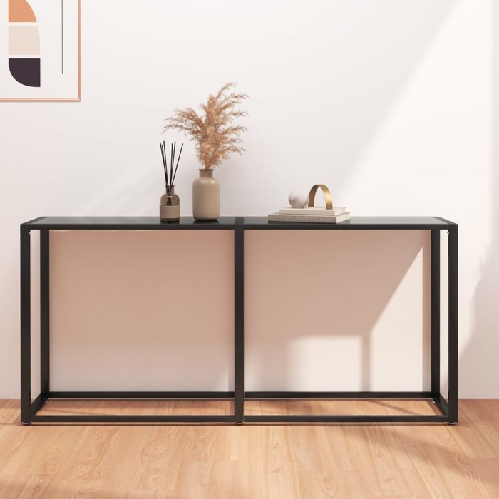 Mesa consola negro 160x35x75,5 cm vidrio templado