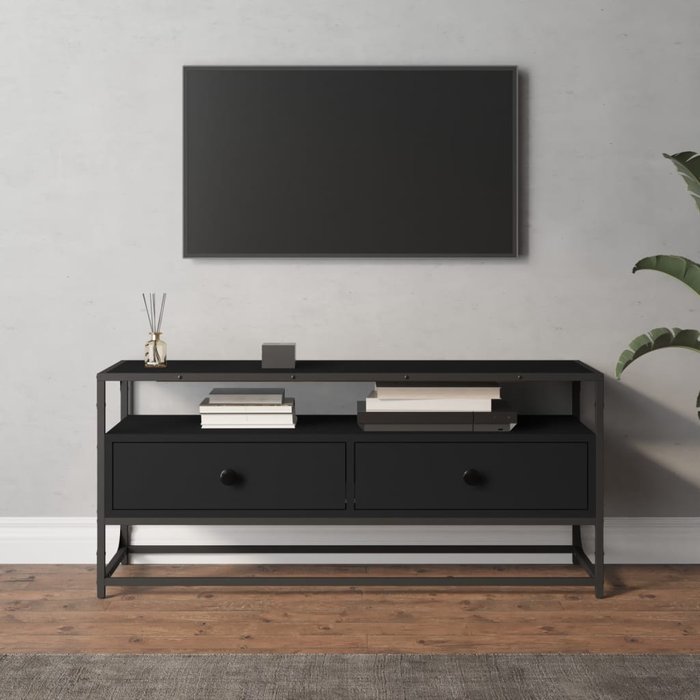 Mueble de tv negro 100x35x45 cm madera de ingeniería