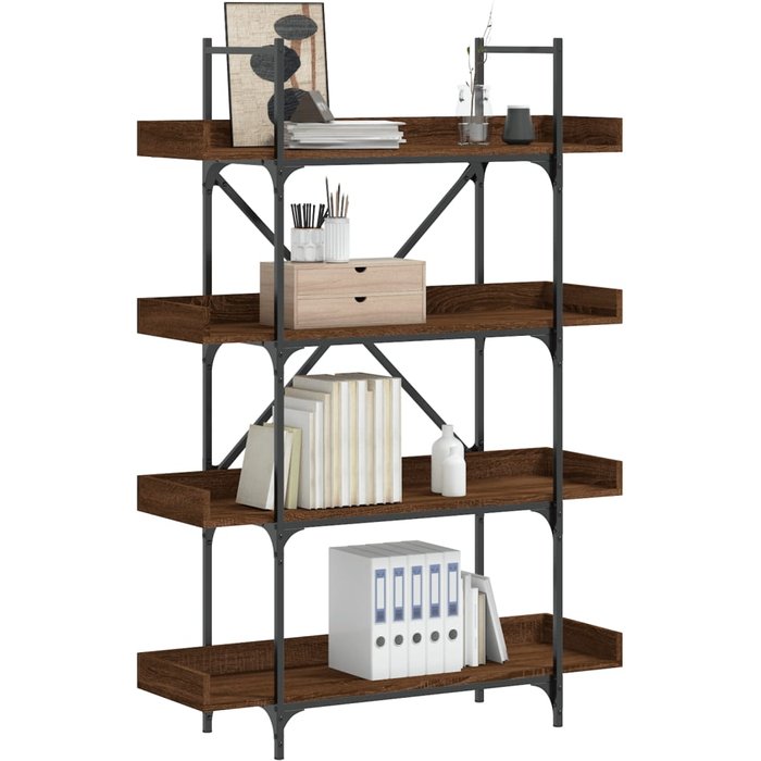 Librería 4 niveles roble marrón 100x33x145,5 cm