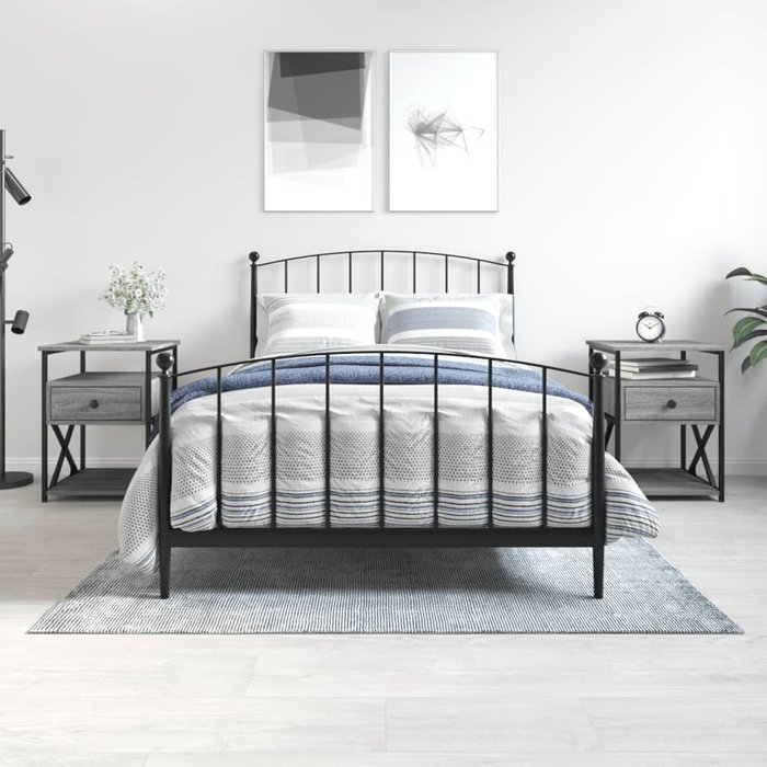 Mesitas de noche sonoma grey de 2 piezas, 40x42x55cm, madera de ingeniería.