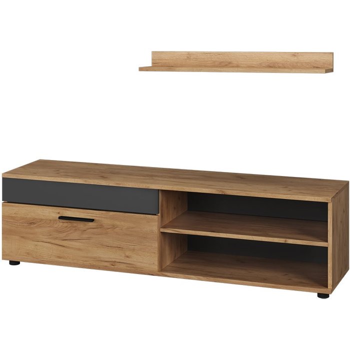 Vicco tablero bajo y estantería berno, oro power roble/antracita, con 1 solapa
