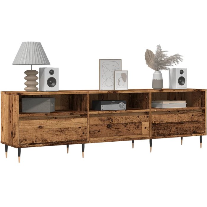 Mueble de tv en madera envejecida, 150x30x44,5 cm, madera de ingeniería