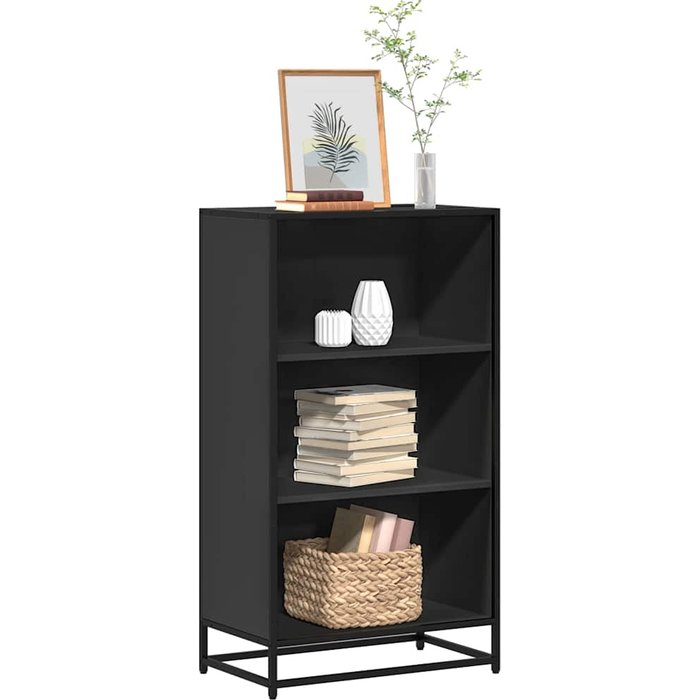 Librería negra, 60x35x107,5 cm, madera de ingeniería. - pangivo