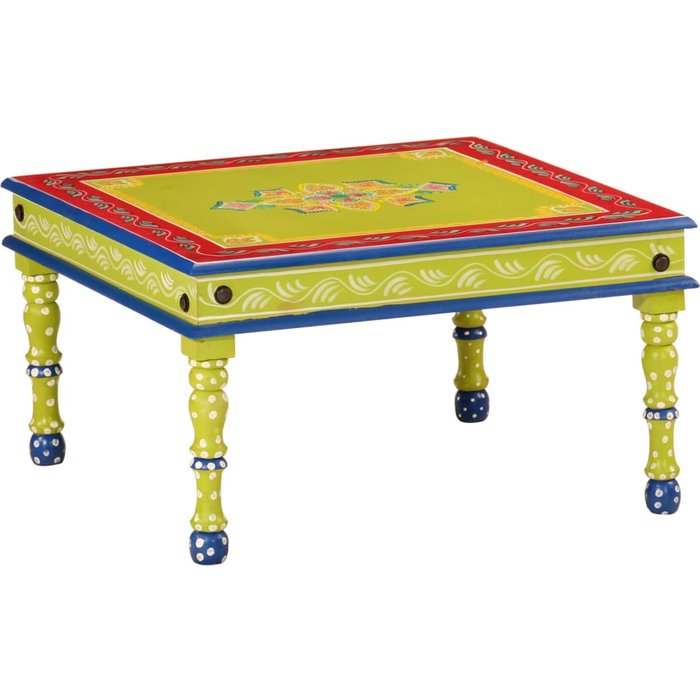 Maison exclusive - mesa de centro madera maciza de mango verde pintada a mano