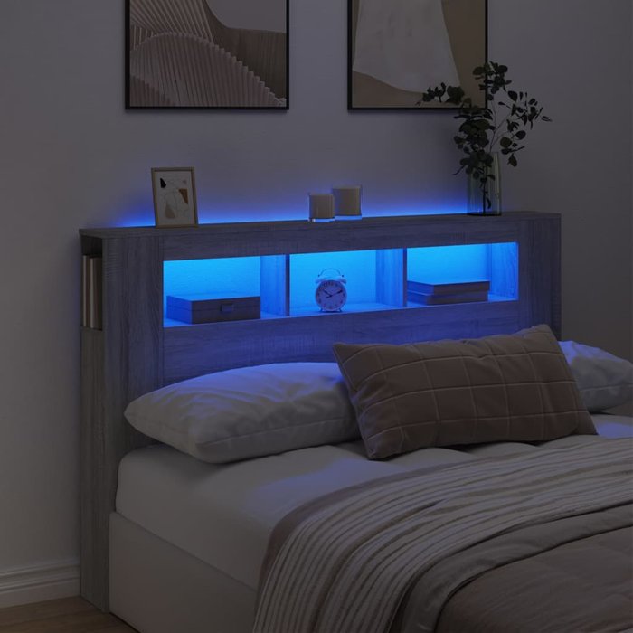 Maison exclusive - cabecero led madera ingeniería gris sonoma 160x18,5x103,5 cm