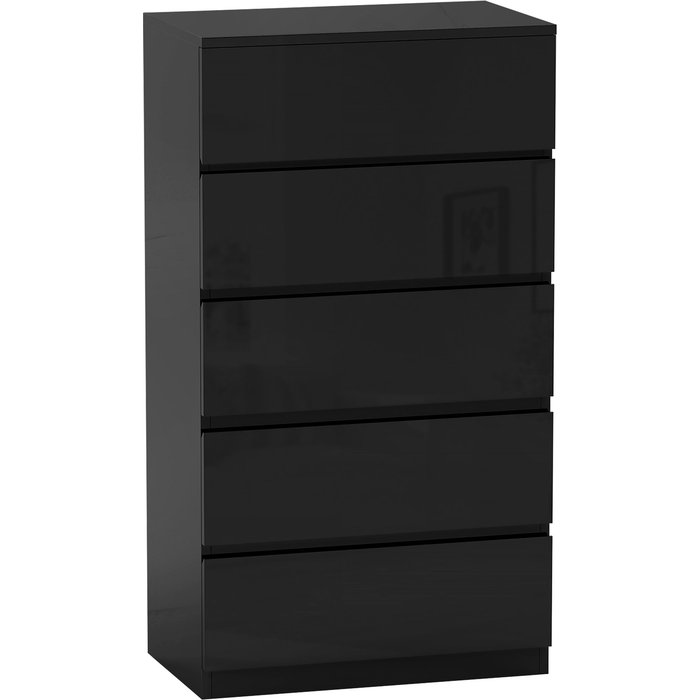 Cómoda 5 cajones madera negra 55x34x100cm dormitorio salón moderna