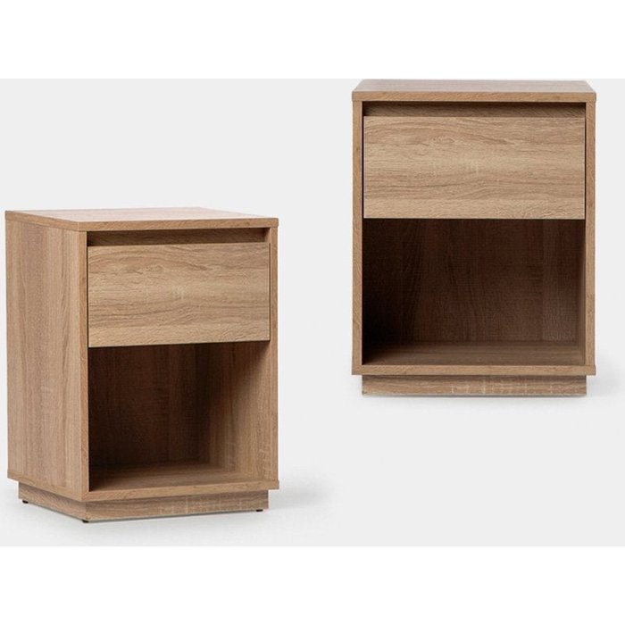 Pack 2 mesitas de noche efecto madera natural 40 x 50 cm