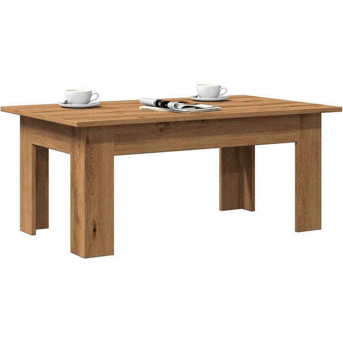 Mesa de centro artesanal de roble 100x60x42 cm de madera de contrachapada