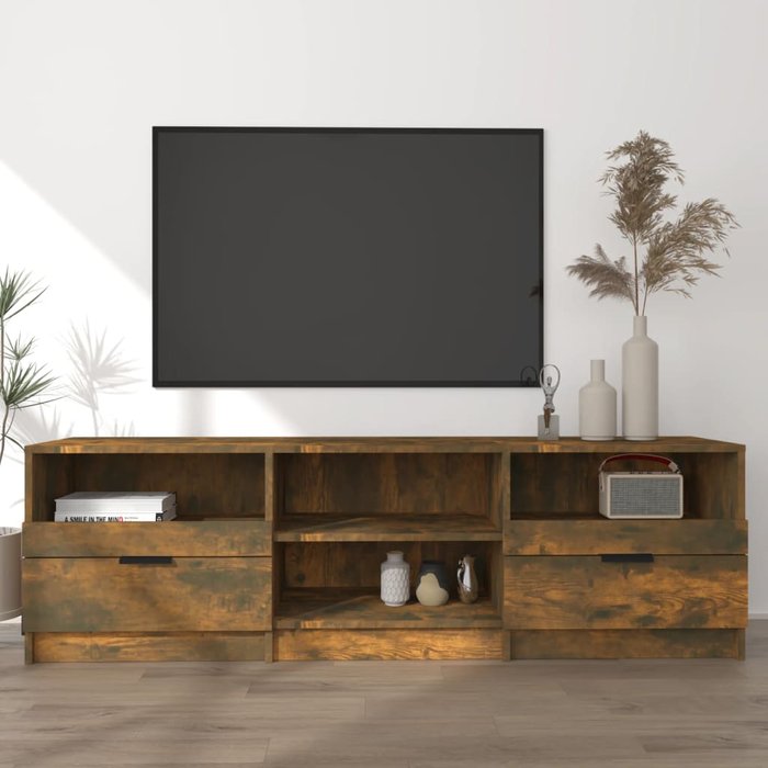 Mueble tv roble ahumado 150x33,5x45 cm madera contrachapada