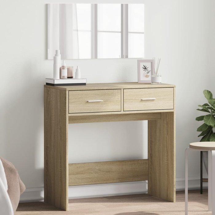 Tocador con espejo, acabado en roble sonoma, 80x39x80 cm