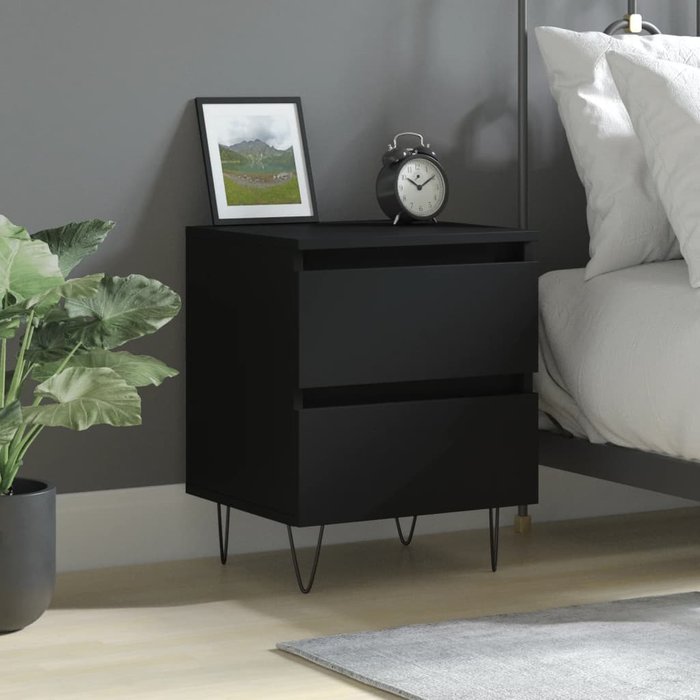 Vidaxl mesita de noche madera contrachapada negro 40x35x50 cm