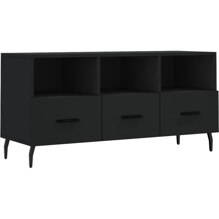 Mueble tv de madera laminada negra 102x36x50 cm - comfortxl
