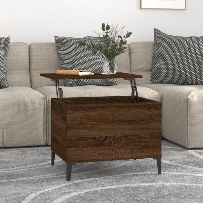 Mesa de centro madera contrachapada roble marrón 60x44,5x45 cm - comfortxl
