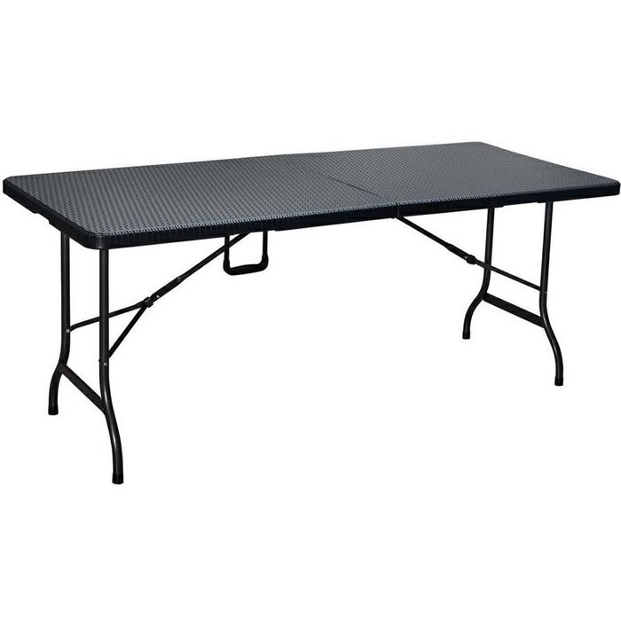 Mesa plegable de 180x74x74cm en hdpe efecto ratán negro