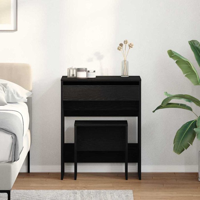 Maison exclusive - mesa de tocador con cajón roble negro 60 x 40 x 75 cm