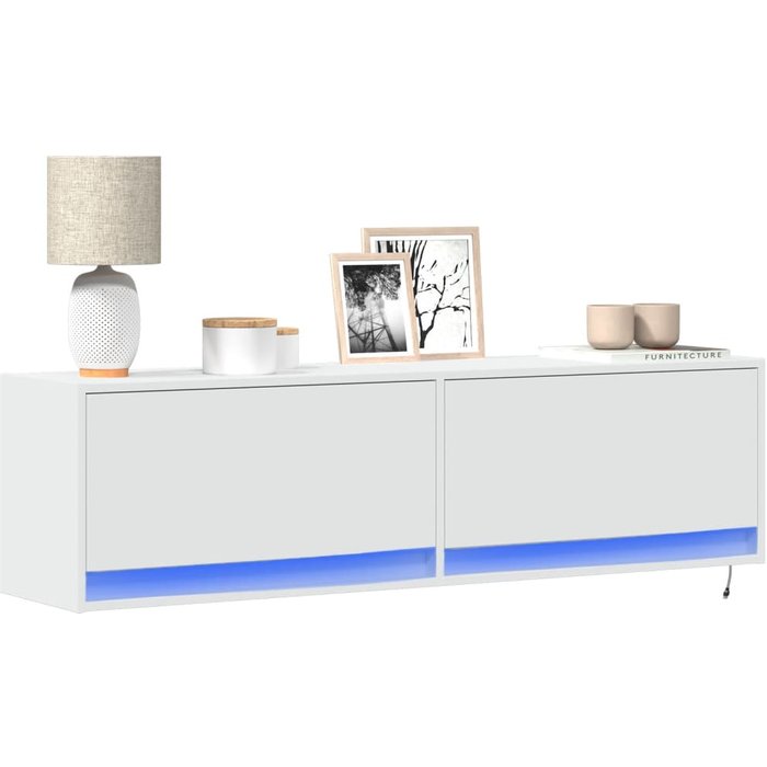 Vidaxl mueble de tv de pared con luces led blanco 140x31x38 cm