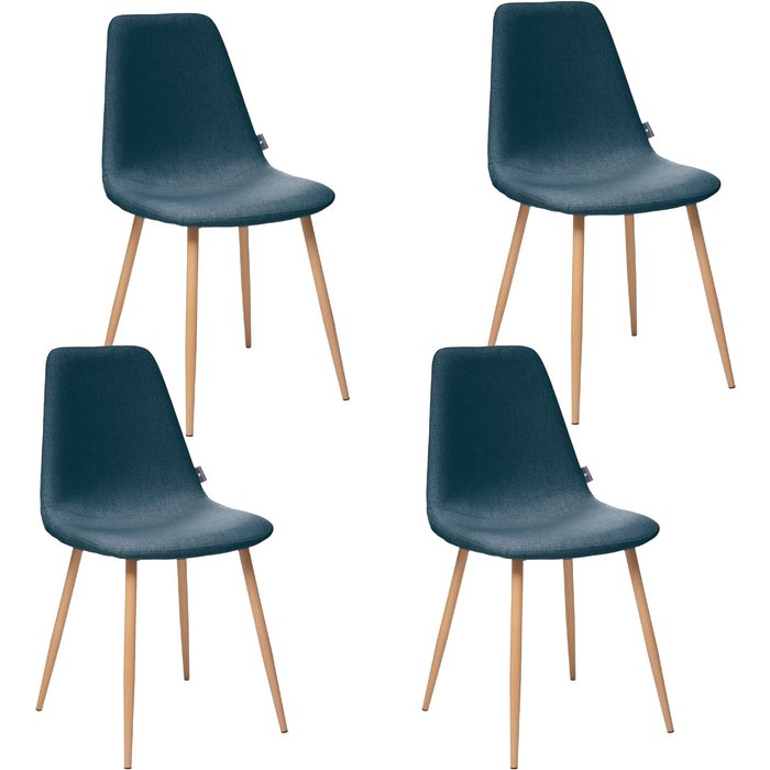 Atmosphera set de 4 sillas 'roka' en hiero, d.45x51x87cm, azul denim
