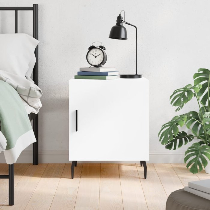 Mesita de noche madera de ingeniería blanco 40x40x50 cm vidaxl