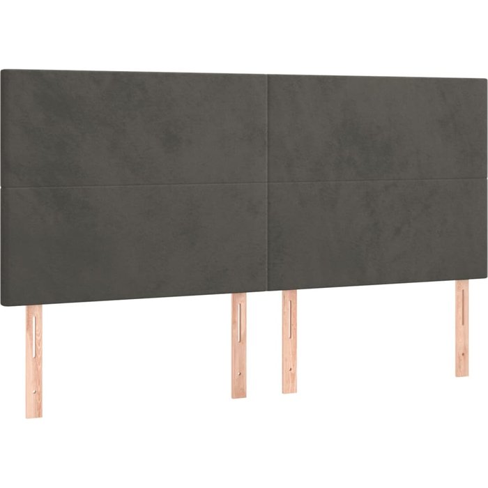 Cabecero cama - mueble cabecero terciopelo gris oscuro 180x5x118/128 cm