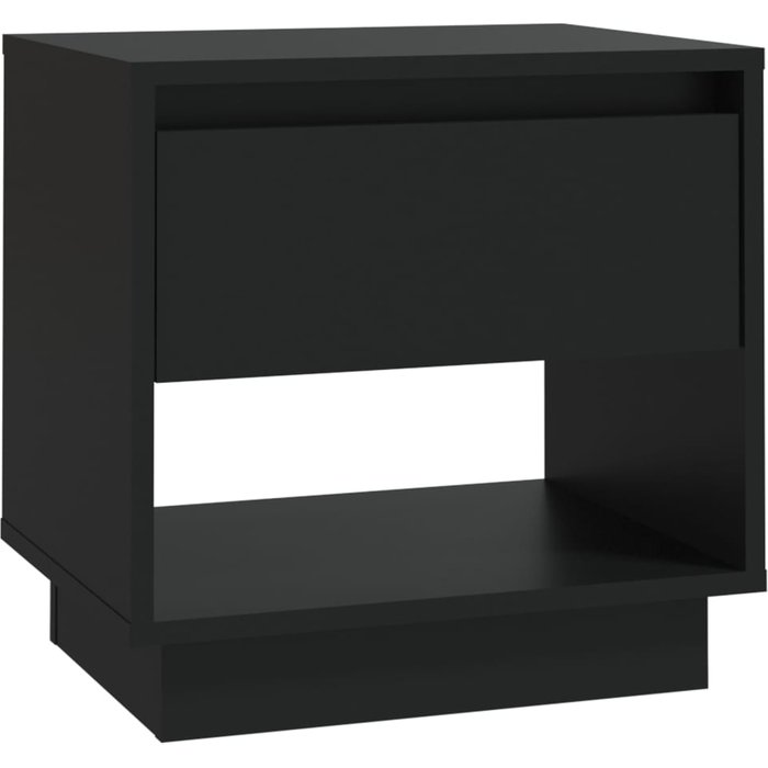Mesita de noche aglomerado negro 45x34x44 cm