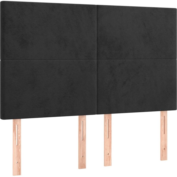 Cabecero cama - mueble cabecero terciopelo negro 144x5x118/128 cm