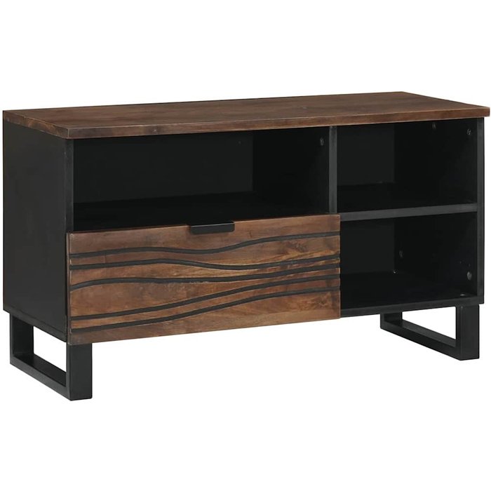 Mueble de tv con cajón, acabado nogal, 80 x 33 x 46 cm, madera de ingeniería