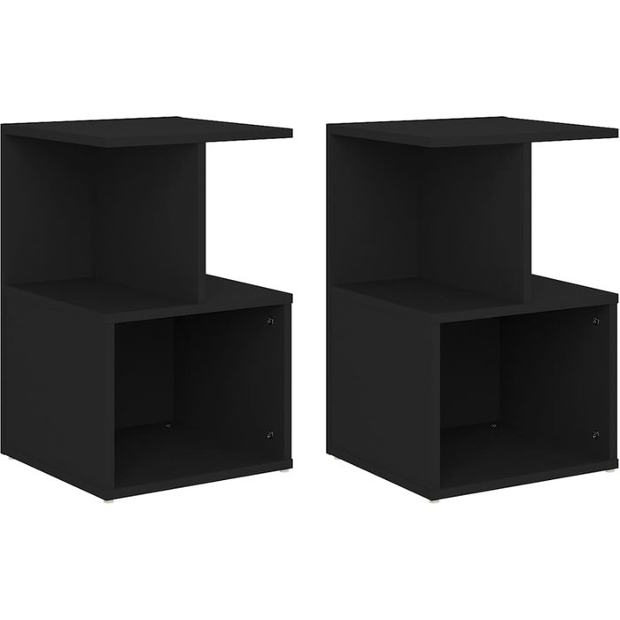 Mesitas de noche 2 uds aglomerado negro 35x35x55 cm