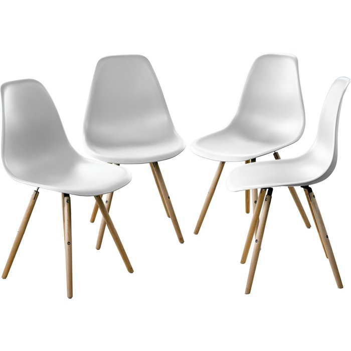 Pack 4 sillas eiffel blancas (53x46x80 - asiento al suelo 45cm)
