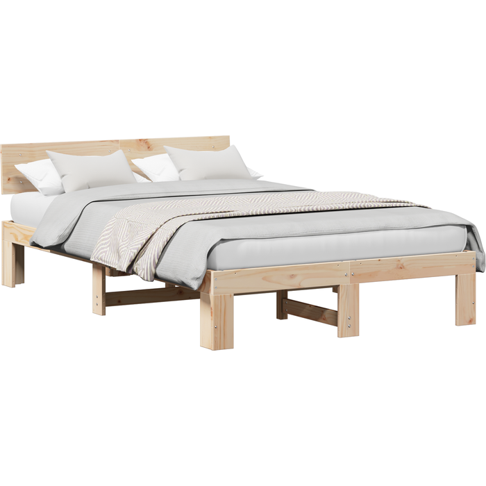 Vidaxl cama con cabecero 135x190 cm madera pino sólido