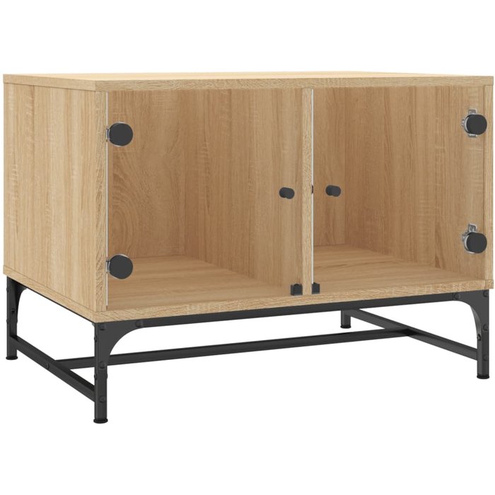 Mesa de centro con puertas de cristal en roble sonoma 68,5x50x50 cm - comfortxl
