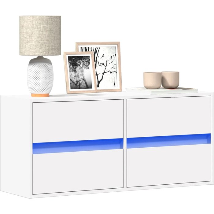 Vidaxl mueble de tv de pared con luces led blanco 100x31x45 cm
