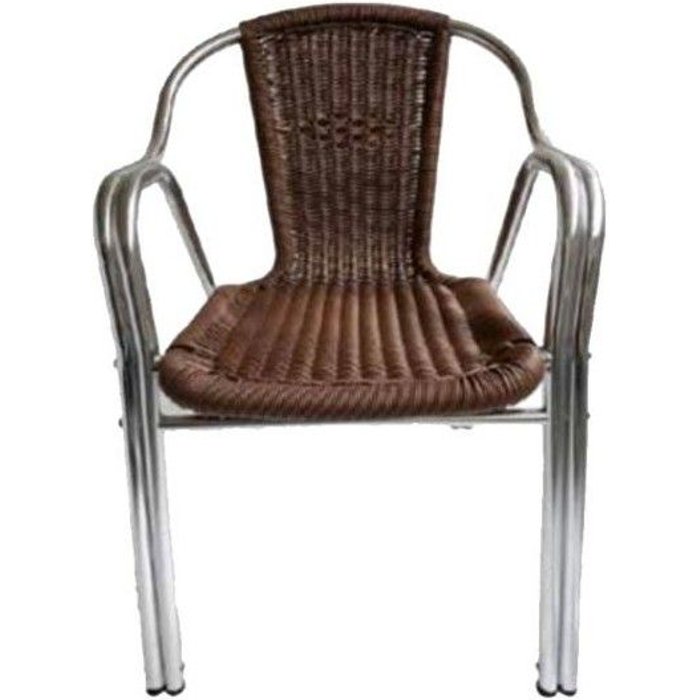 Silla de terraza de aluminio y ratán en color marrón hobeto 178098