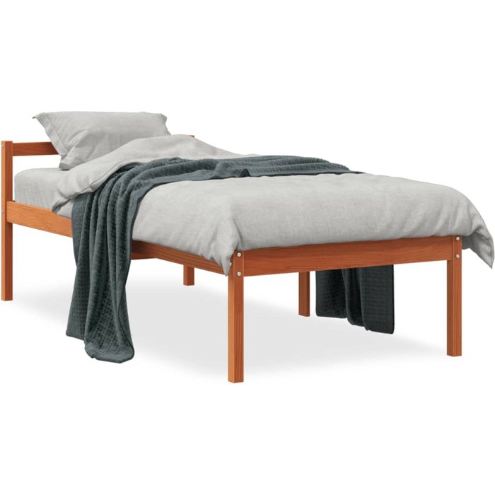 Cama para mayores madera maciza de pino marrón cera 75x190 cm — comfortxl