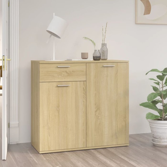 Aparador sonoma de roble, 80x36x75 cm, madera de ingeniería.