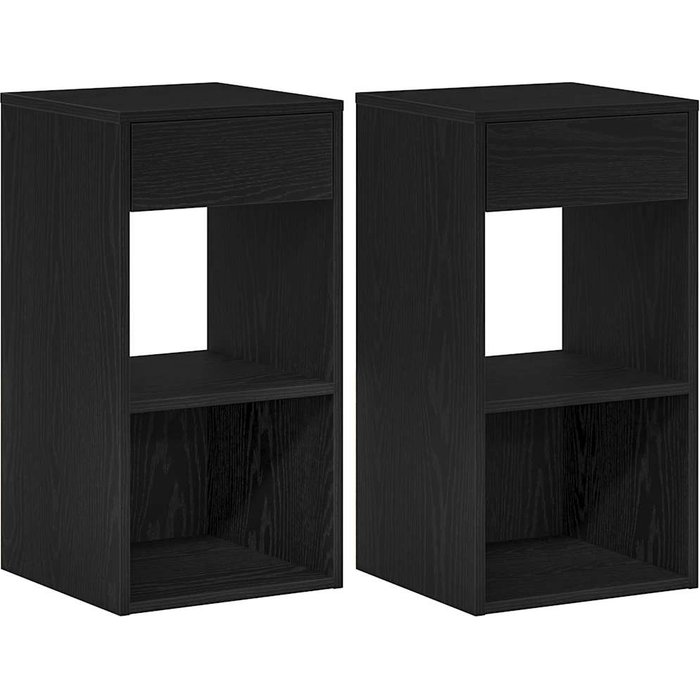 Mesillas de noche con cajón 2 uds roble negro 35x34x66,5 cm - comfortxl