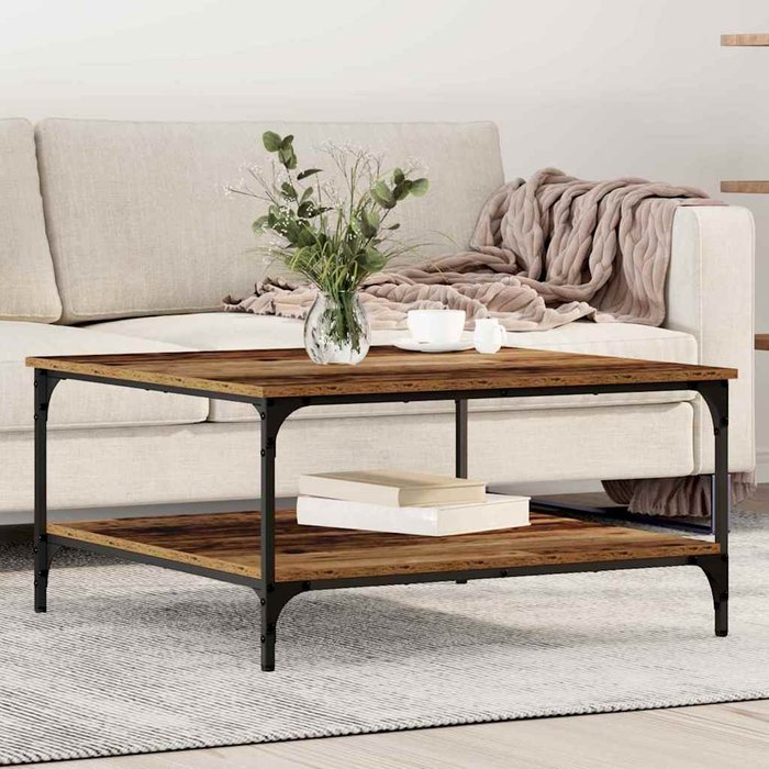 Vidaxl mesa de café madera vieja 80 x 80 x 40 cm madera contrachapada