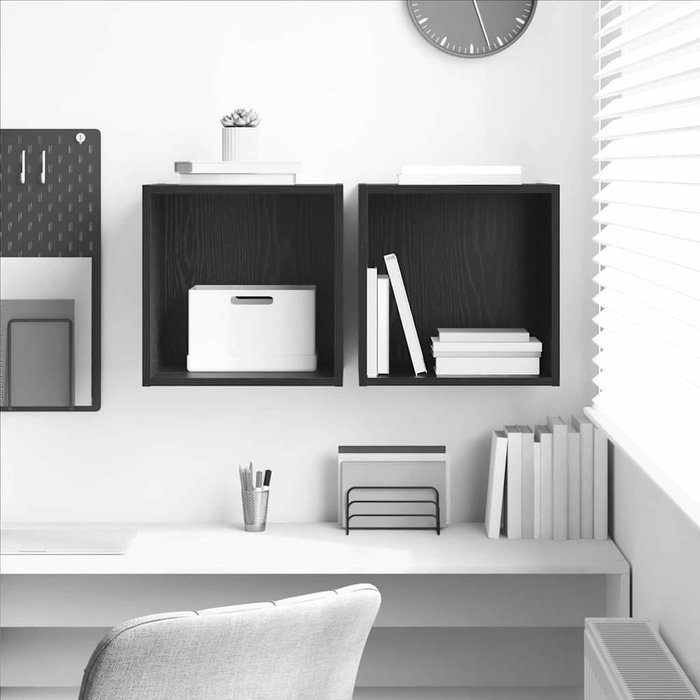 Mueble de pared de 2 piezas, roble negro, 37 x 37 x 37 cm, madera de ingeniería.
