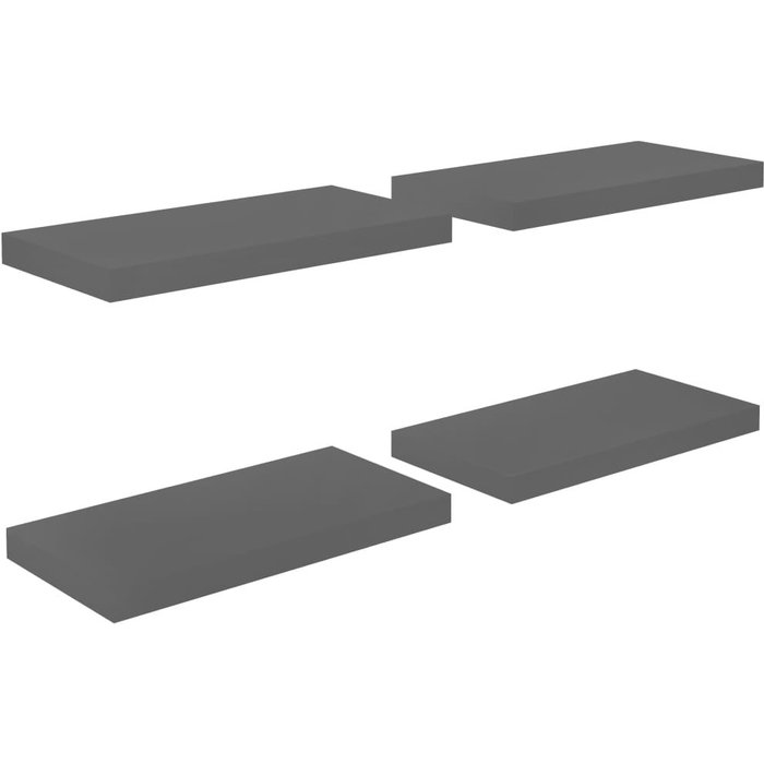 Estantes flotantes de pared 4 uds mdf negro brillo 50x23x3,8 cm- comfortxl
