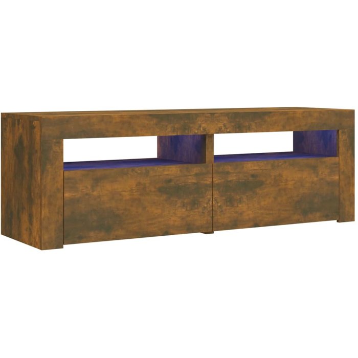 Mueble tv con luces led roble ahumado 120x35x40 cm
