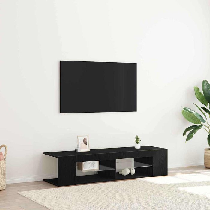 Mueble de tv, roble negro, 135 x 39 x 30 cm, madera de ingeniería