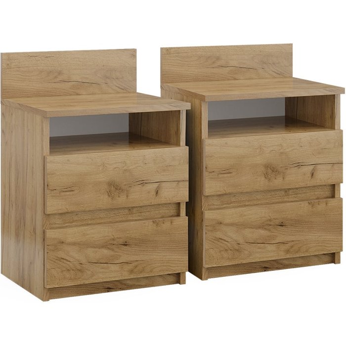 Vicco mesilla de noche monty, roble dorado, lote de 2