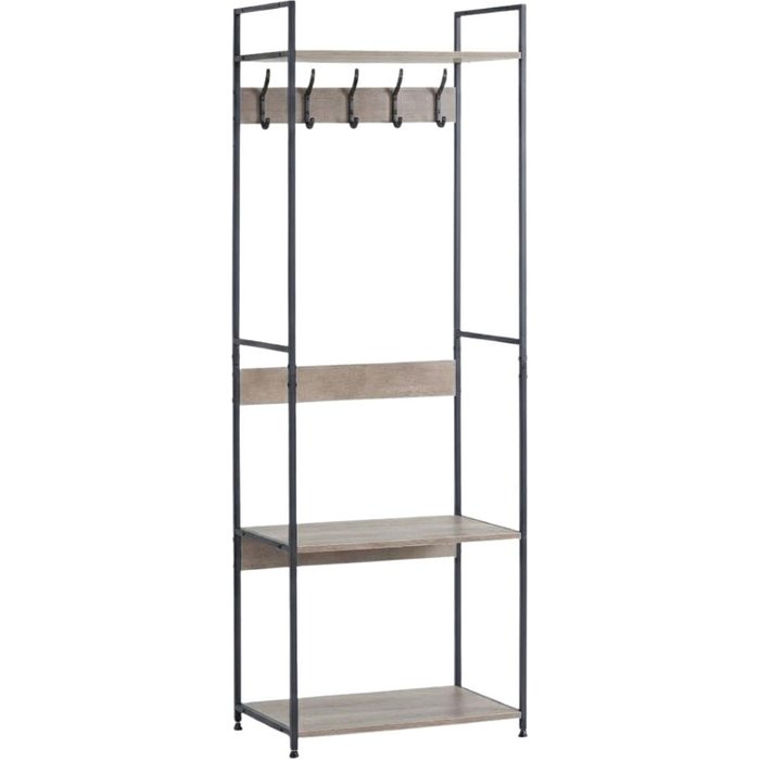 Perchero lancaster con 5 ganchos y estantes negro/natural 176x59,7x40 cm