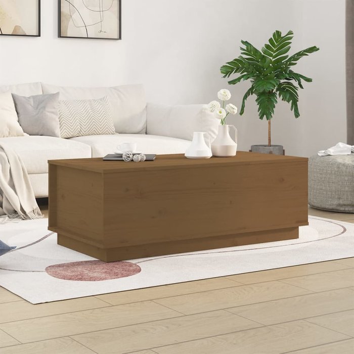 Mesa de centro madera maciza de pino marrón miel 100x50x35 cm - comfortxl
