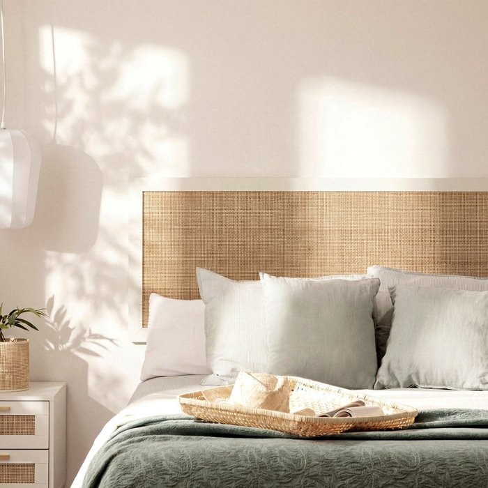 Cabecero doble efecto madera blanco 160x59 cm