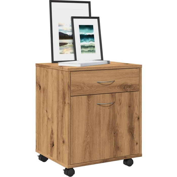 Armario rodante roble artesanal 45x38x54 cm madera de ingeniería