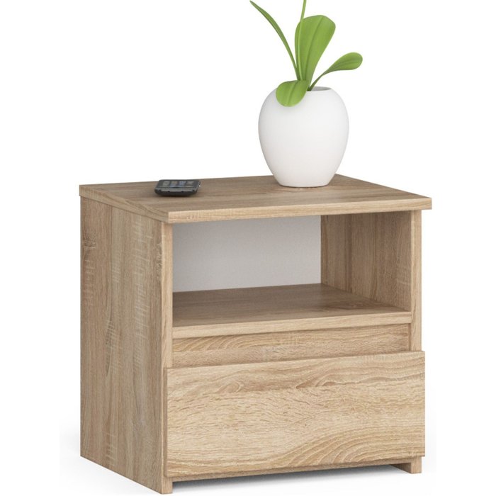 Mesita de noche: un cajón, roble sonoma, 40 x 40 x 35 cm