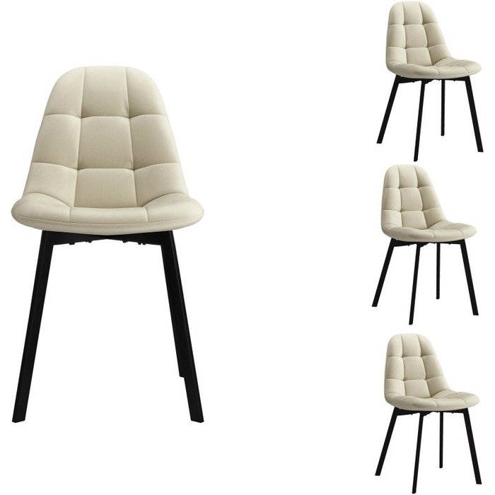 Silla de terciopelo beige y metal negro (x4)