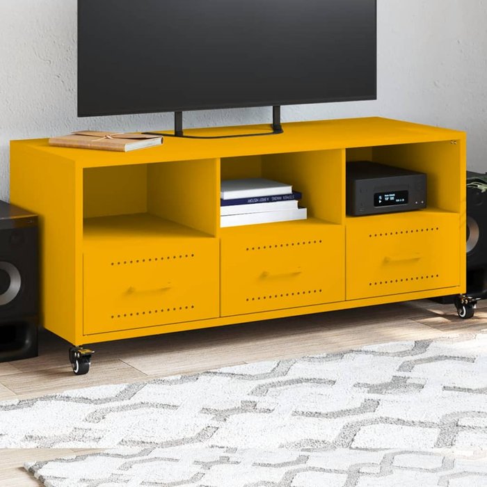 Mueble para tv acero laminado en frío amarillo 100,5x39x43,5 cm