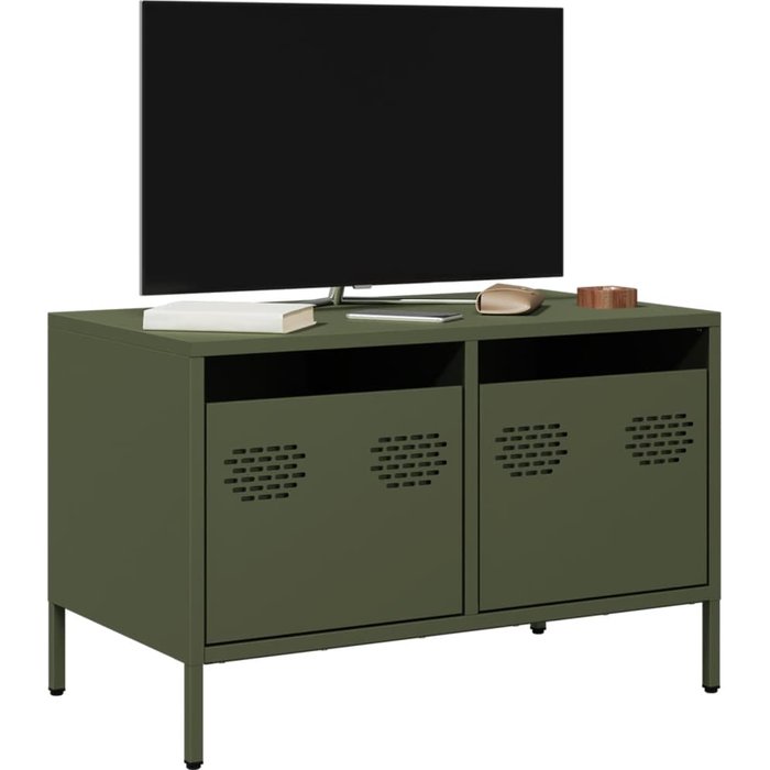 Mueble para tv acero laminado en frío verde oliva 68x39x43,5 cm