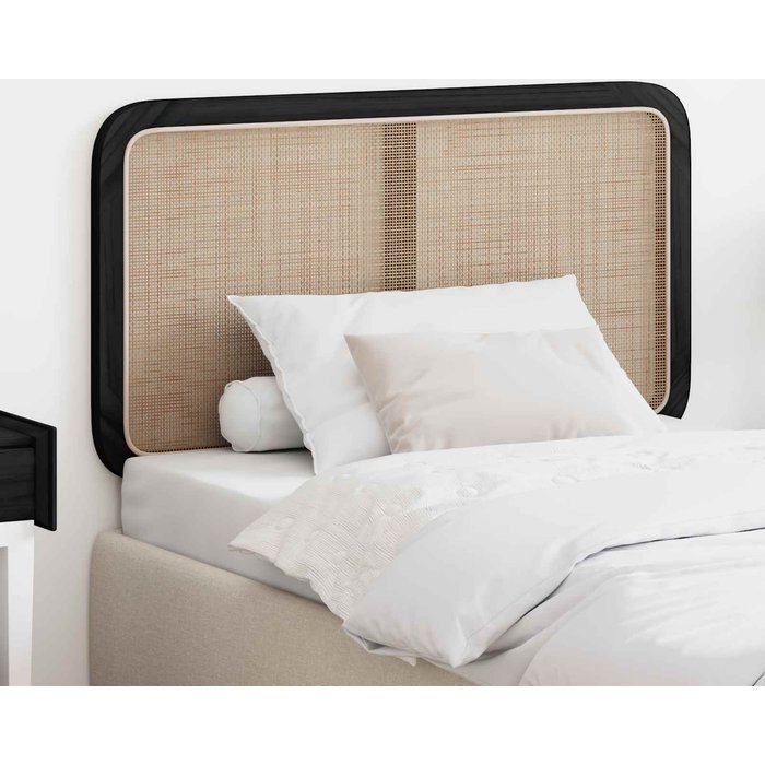 Maison exclusive - cabecero con cabecera negro 100 x 55 x 3 cm ratán